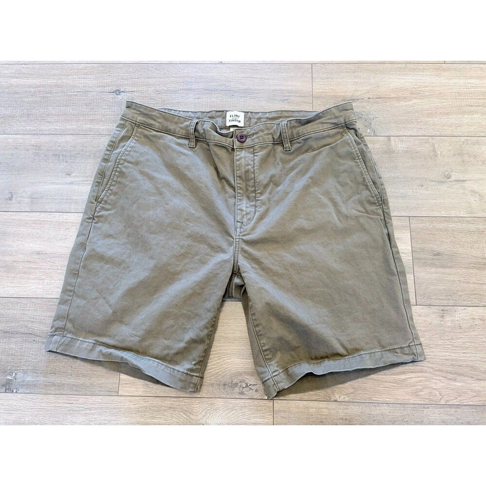 Flint And Tinder Chino Shorts Mens 36x8 Stretch Hiking Walking Casual Olive